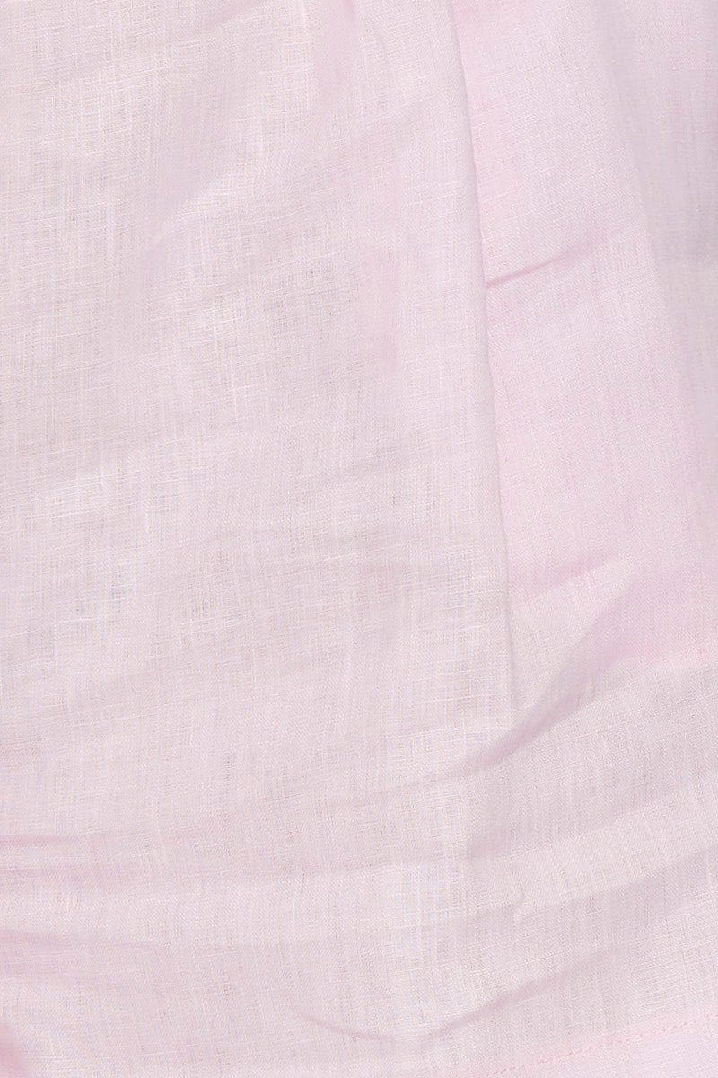 Pink Shorts High Rise Linen Elastic Waist For Women By You And All