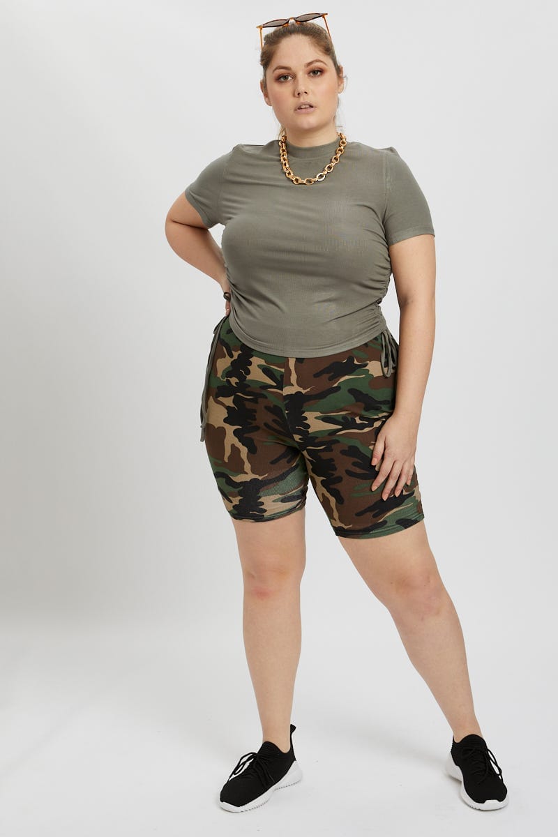 Camo Prt Plus Camo Print Bike Short For Women By You And All
