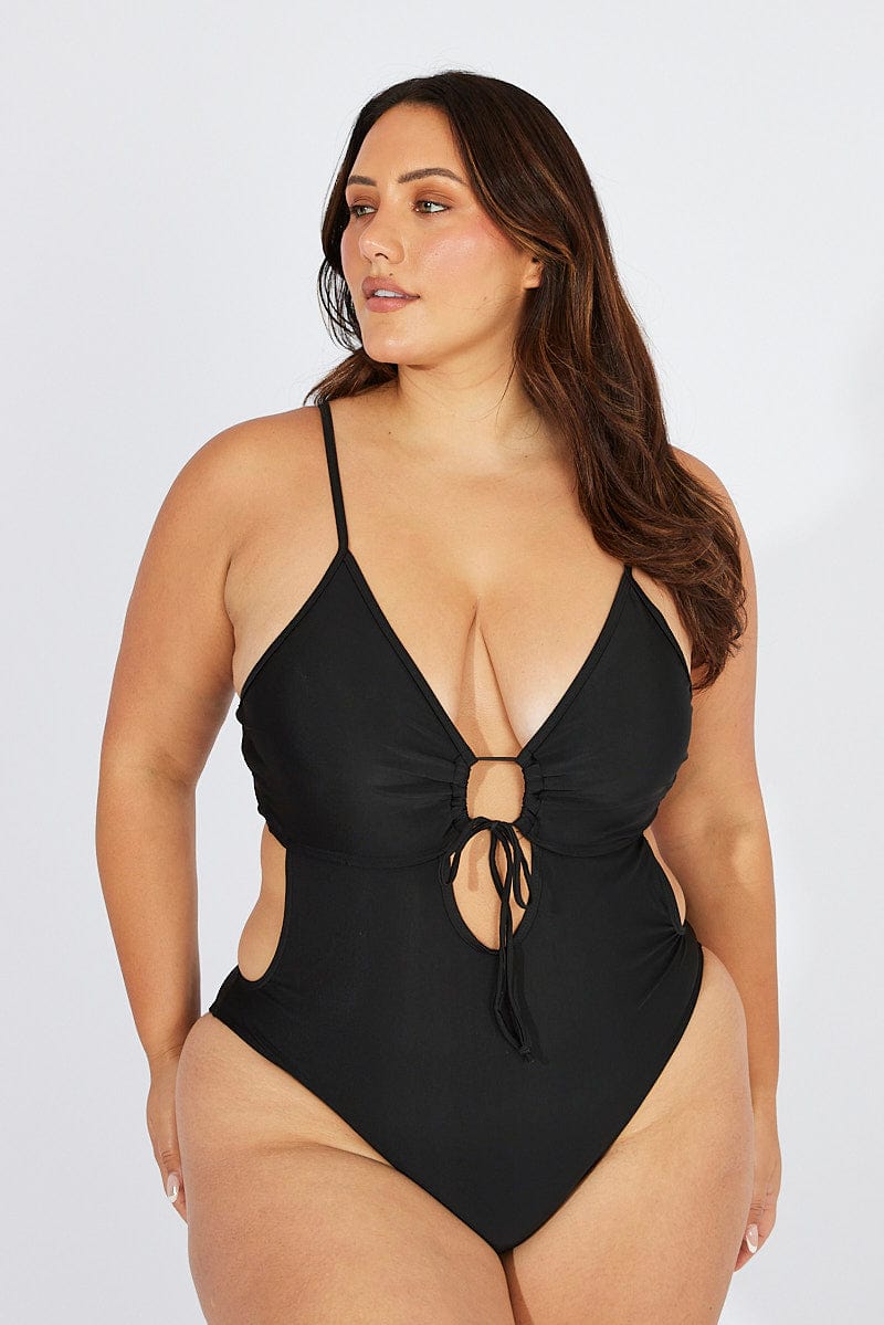 Black Cut Out One Piece Swimsuit for YouandAll Fashion