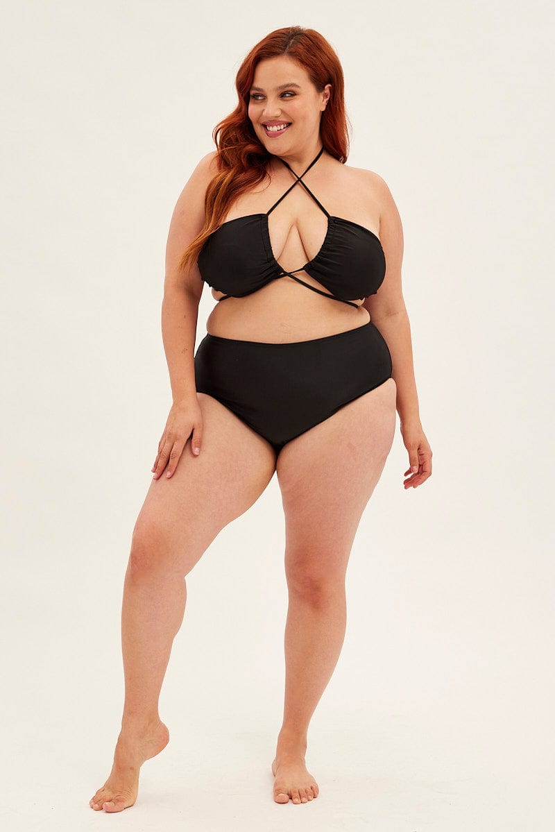 Black Crossover Wrap Front Bikini Set for YouandAll Fashion