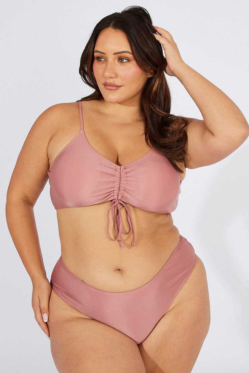 Pink Ruched Bust Bikini Set for YouandAll Fashion