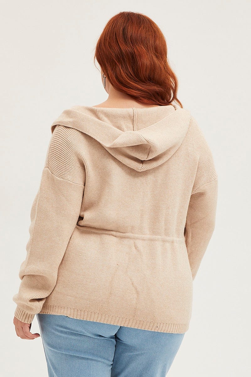 Nude Knit Cardigan Long Sleeve Hoodie For Women By You And All