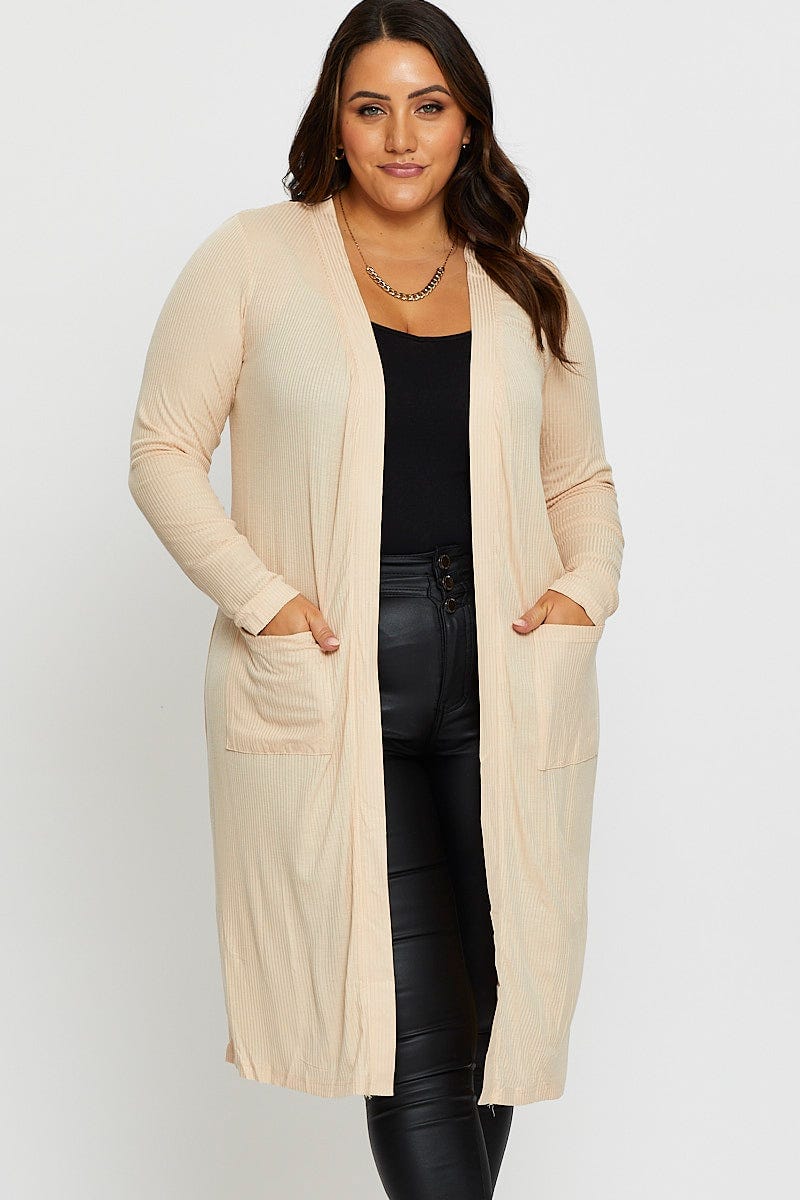 Camel Plus Longline Cardi For Women By You And All