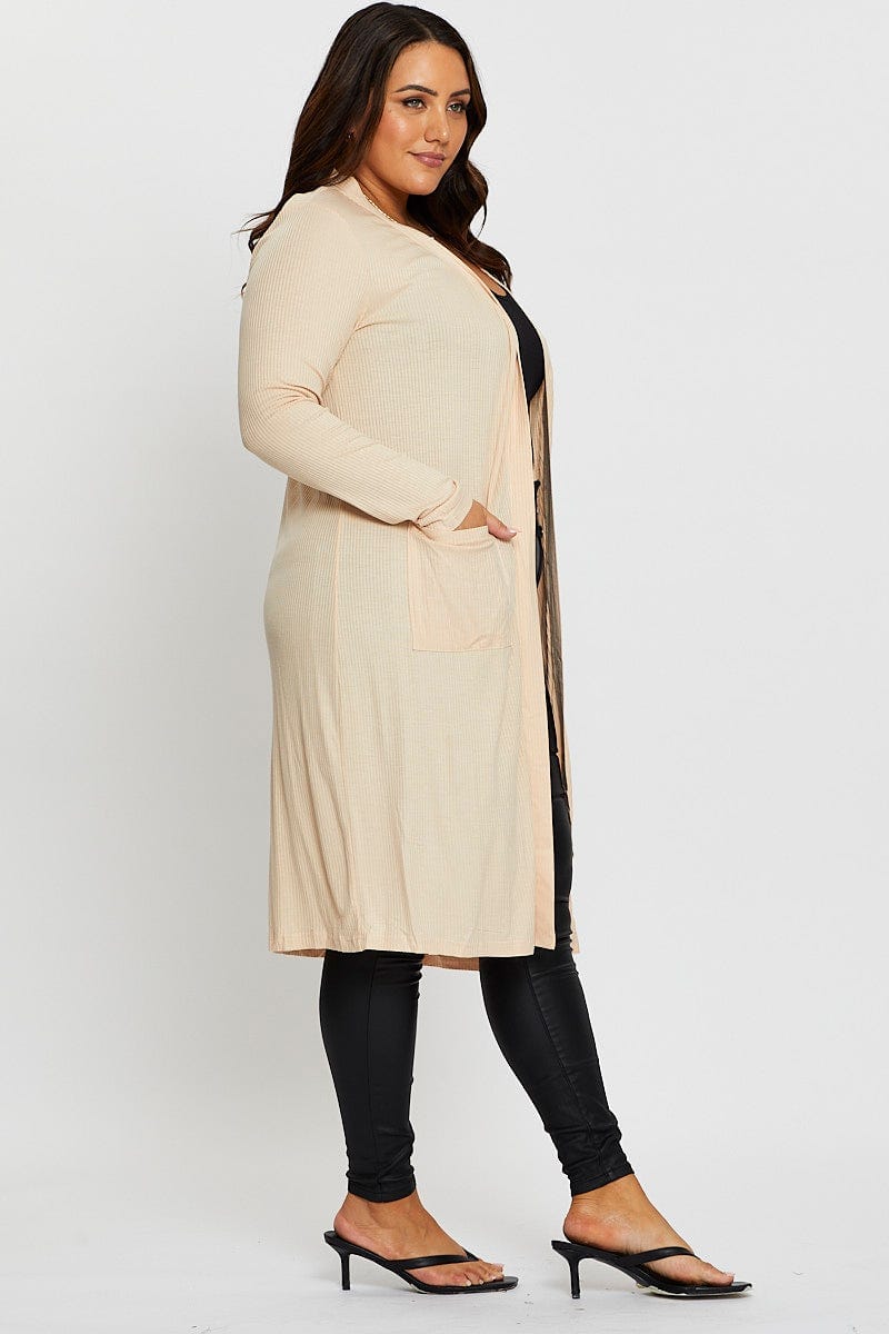 Camel Plus Longline Cardi For Women By You And All