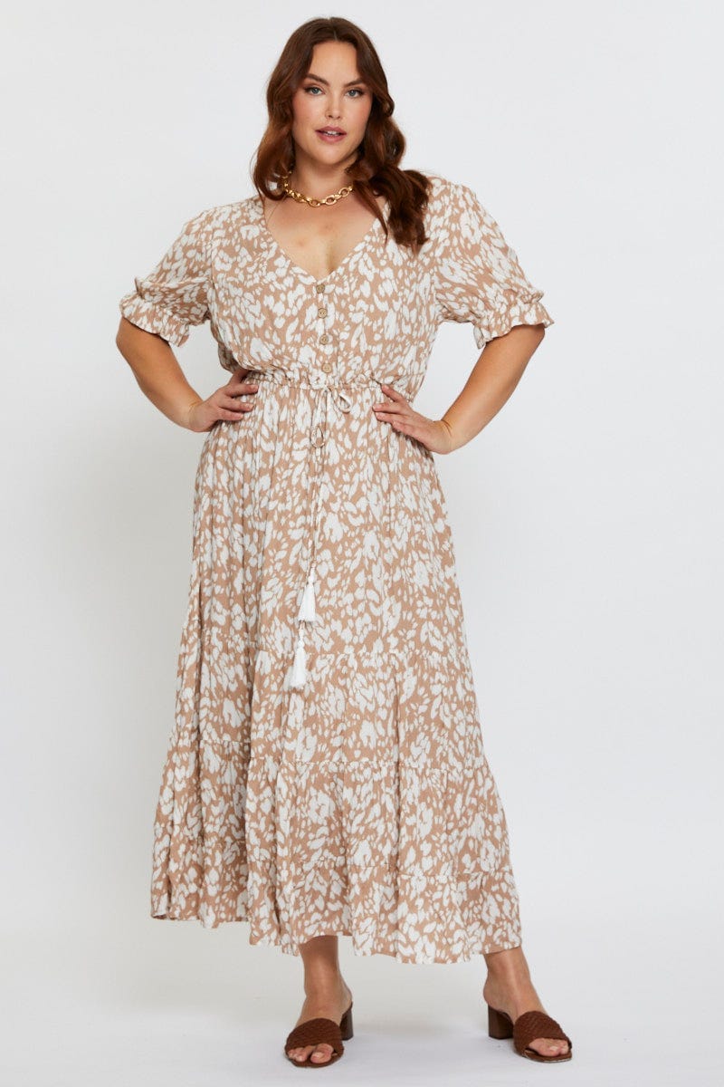 Animal Prt Plus Short Sleeve Animal Maxi Dress For Women By You And All