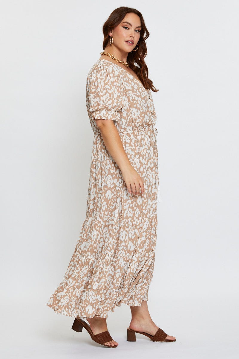 Animal Prt Plus Short Sleeve Animal Maxi Dress For Women By You And All