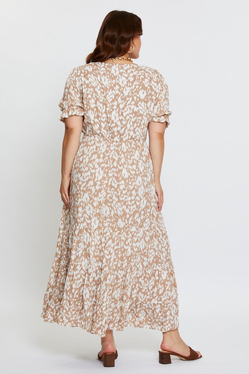 Animal Prt Plus Short Sleeve Animal Maxi Dress For Women By You And All