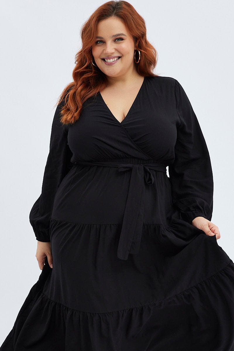 Plain black maxi shop dress plus size