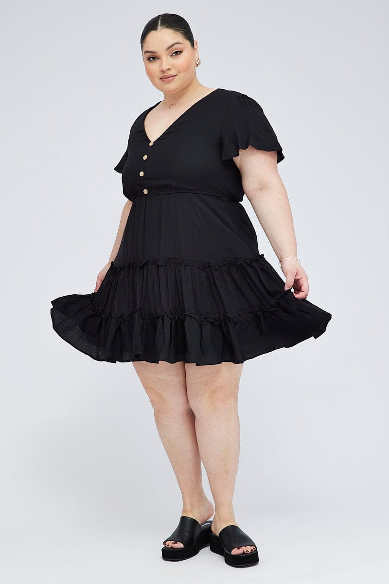 Black fit and hotsell flare dress plus size