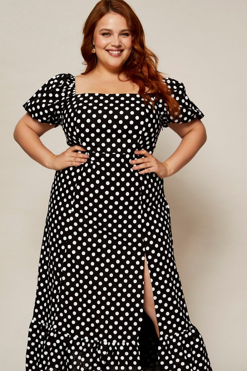 Polka dot maxi 2025 dress plus size