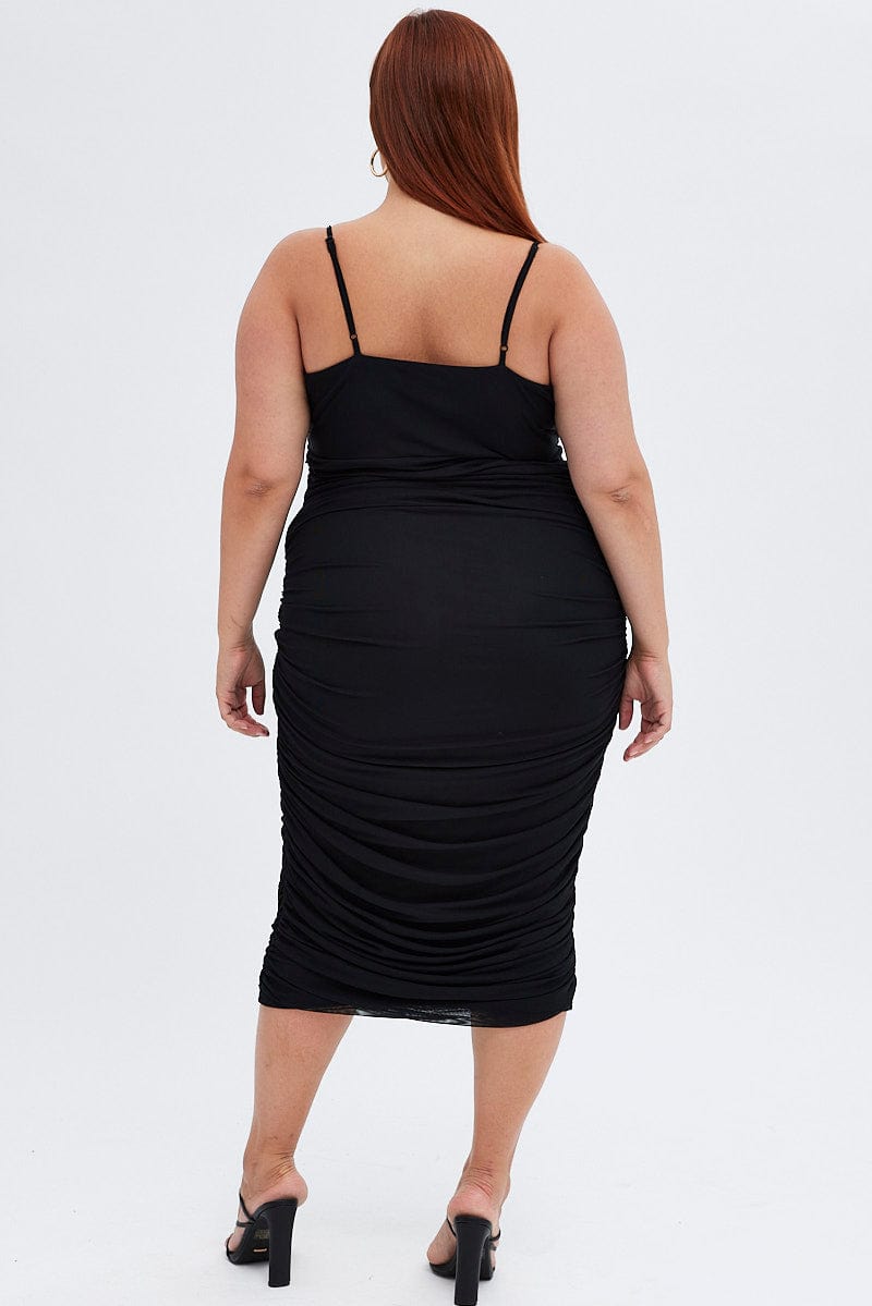 Black Bodycon Dress Sleeveless Midi Mesh | You & All Black Bodycon Dress Sleeveless Midi Mesh | You & All
