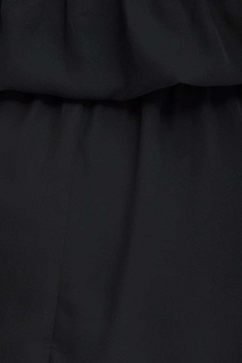 Black Mini Dress Off Shoulder Elastic Waist for YouandAll Fashion