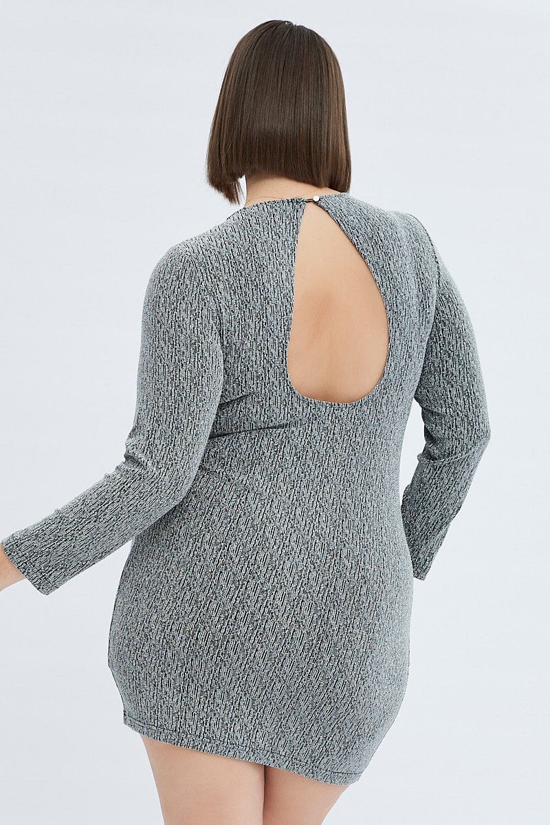 metallic bodycon dress long sleeve Final Sale Plus Size Balloon Sleeve Ruched BodyCon Midi Dress in Metal Chic And Curvy