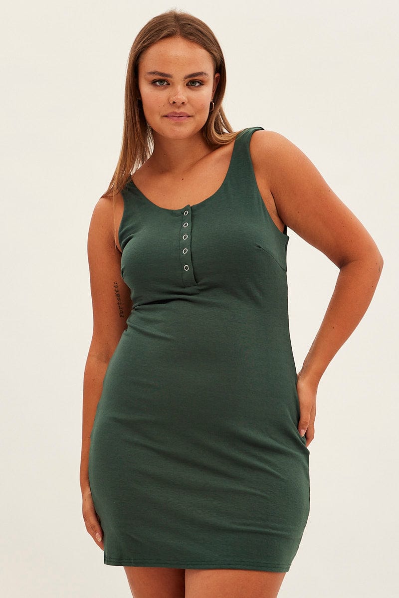 Green Bodycon Sleeveless Mini Dress for YouandAll Fashion