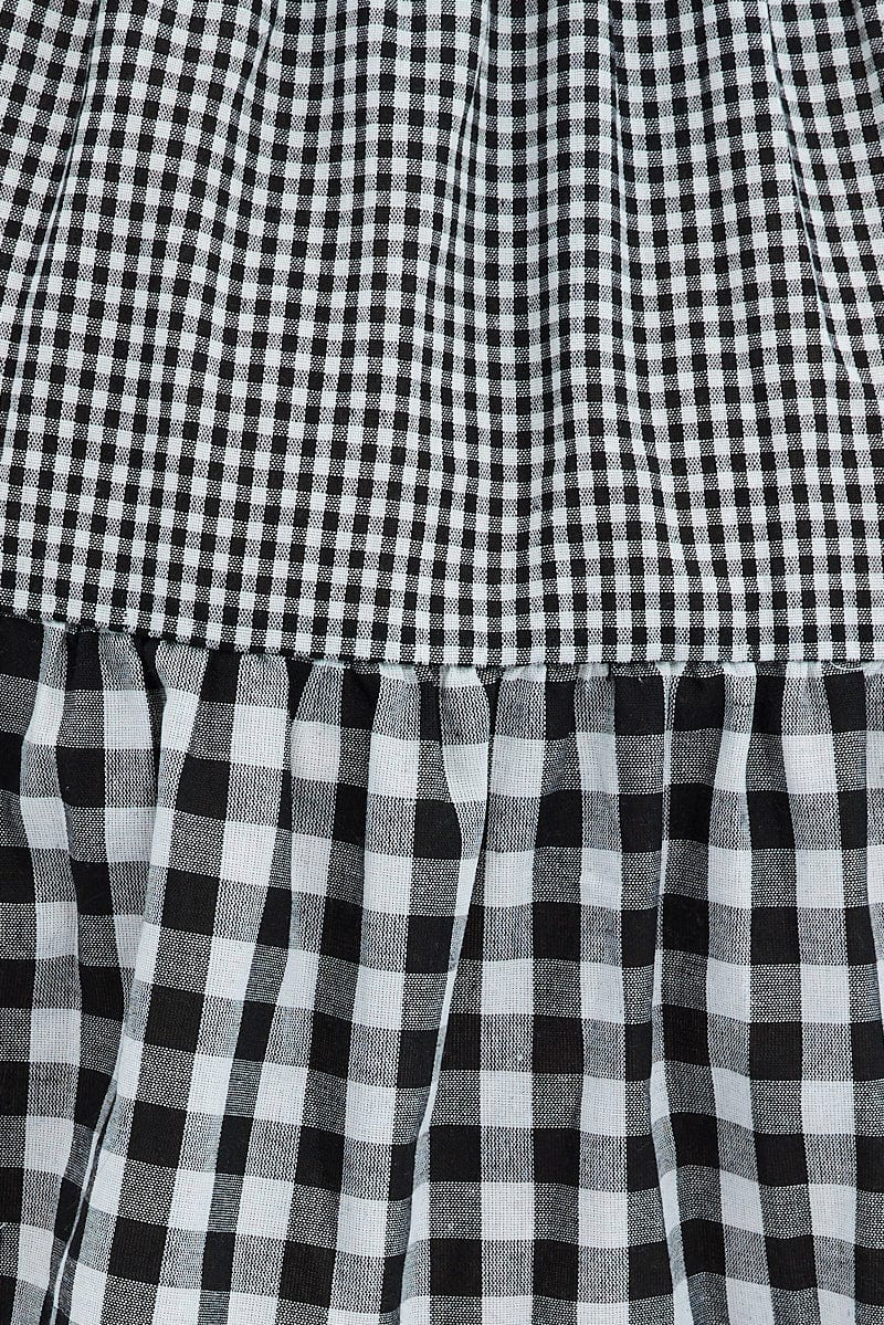 Black Check Mini Dress Short Sleeve Tiered | You & All