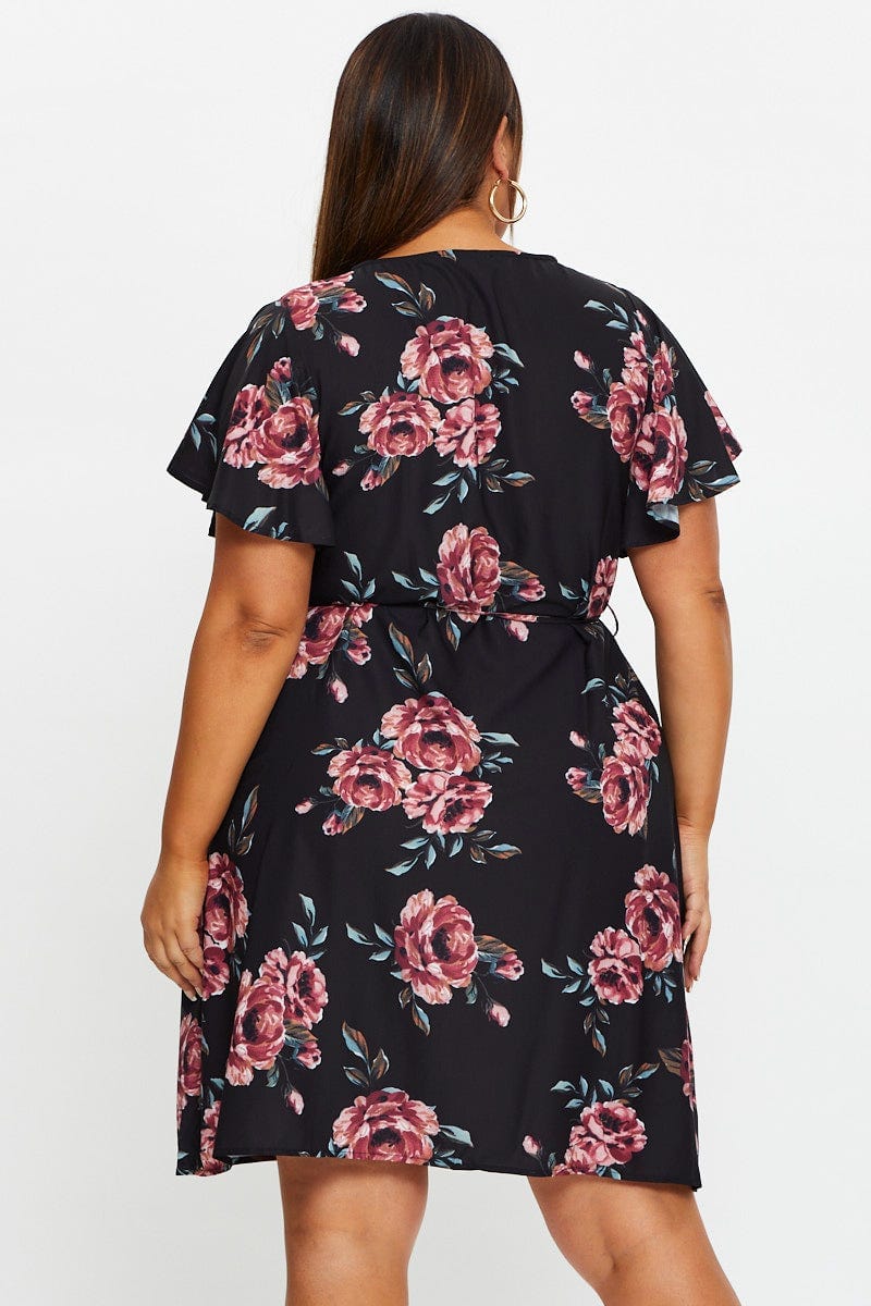 Floral Prt Plus Floral Print Zipper Neck Dress For Women By You And All
