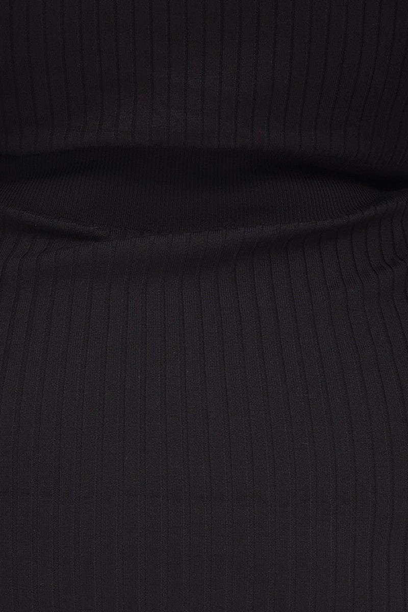 Black Bodycon Dress Colla Short Sleeve Knit For Women By You And All