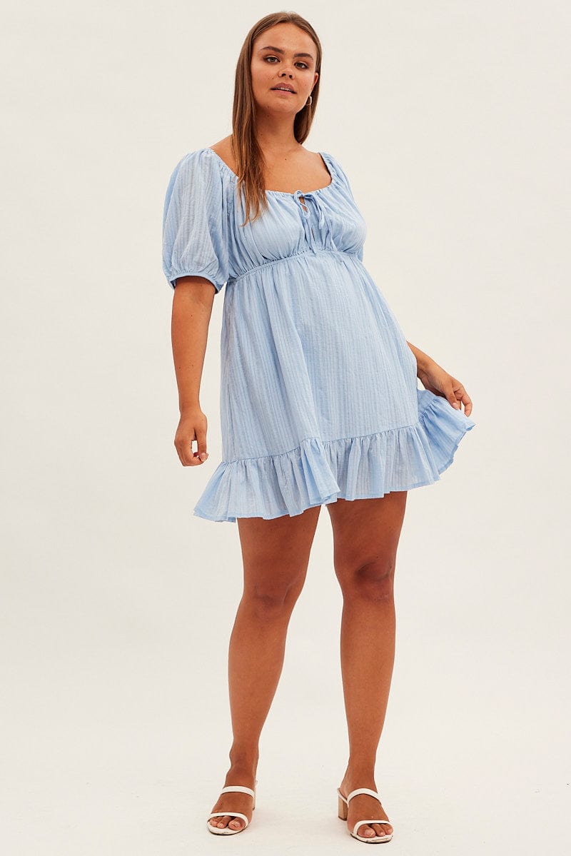 BLUEBELL Short Sleeve Ruched Bust Textured Skater Dress for YouandAll Fashion