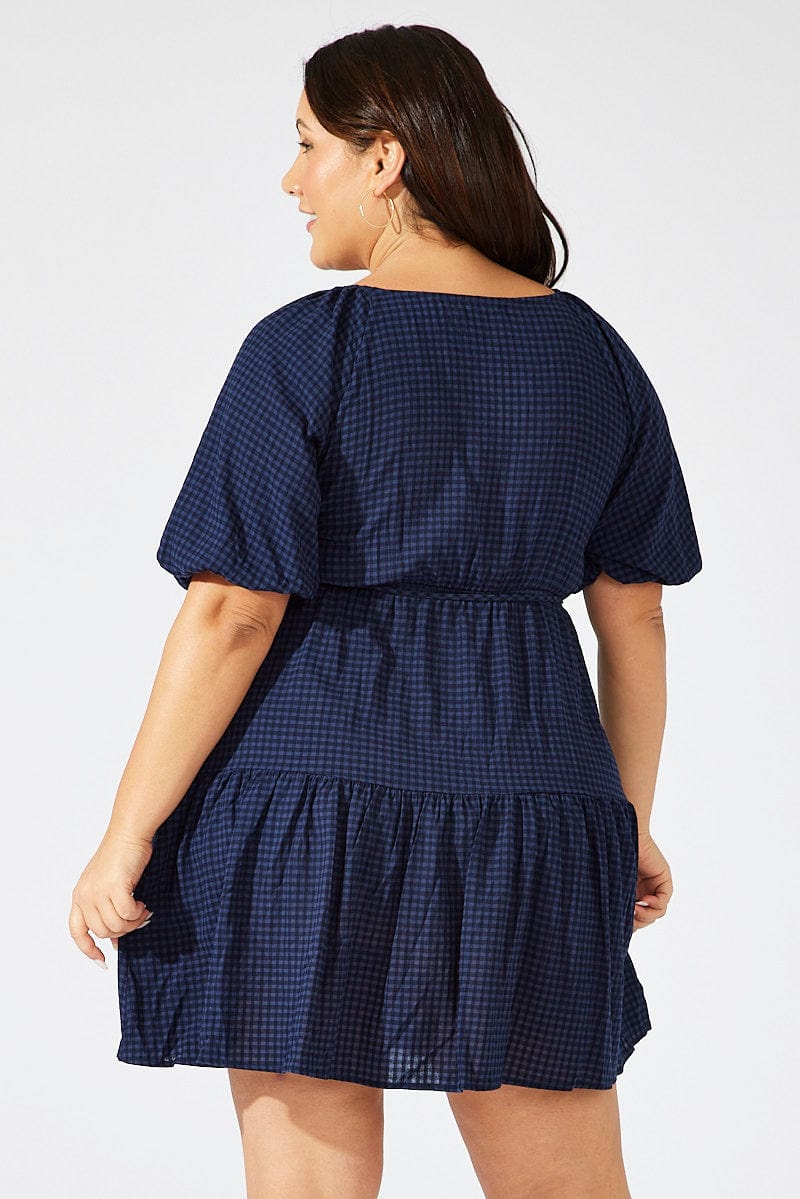 Blue Textured Cotton Wrap Frill Minnidress for YouandAll Fashion