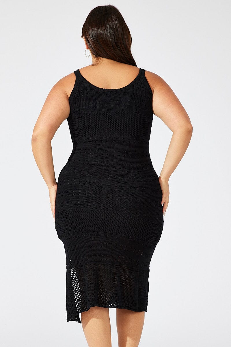 Black Crochet Knit Dress Sleeveless for YouandAll Fashion