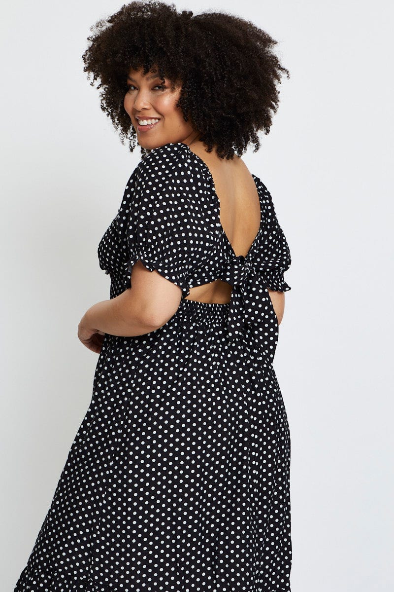 skater polka dot dress Ladies Dresses Black Polka Dot Skater Dress BLACK POLKA DOT SKATER DRESS Midrra