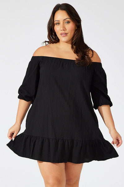off the shoulder black cotton dress Cotton On Women - Off Shoulder Luxe Mini Dress - Black Size
