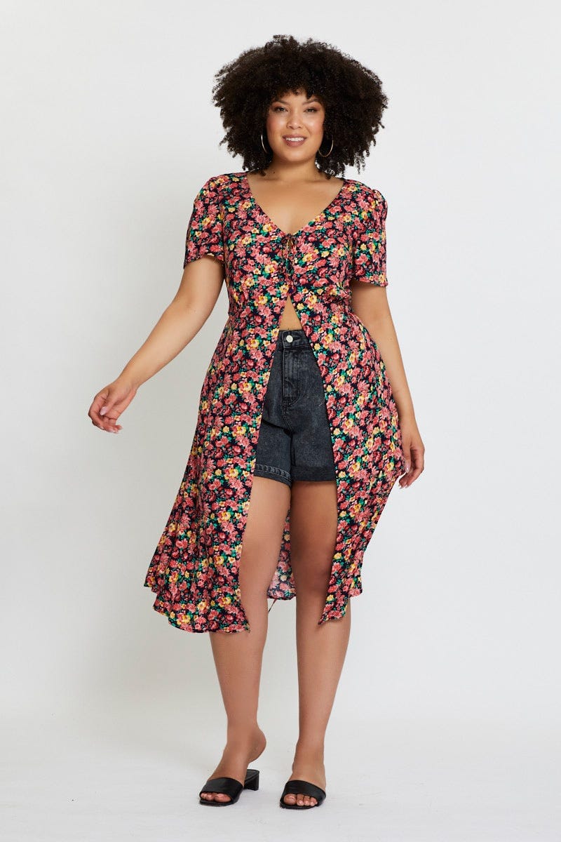 Floral Prt Midi Dress Short Sleeve Button For Women By You And All