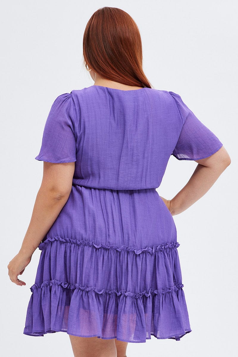 Purple fit and flare on sale dress