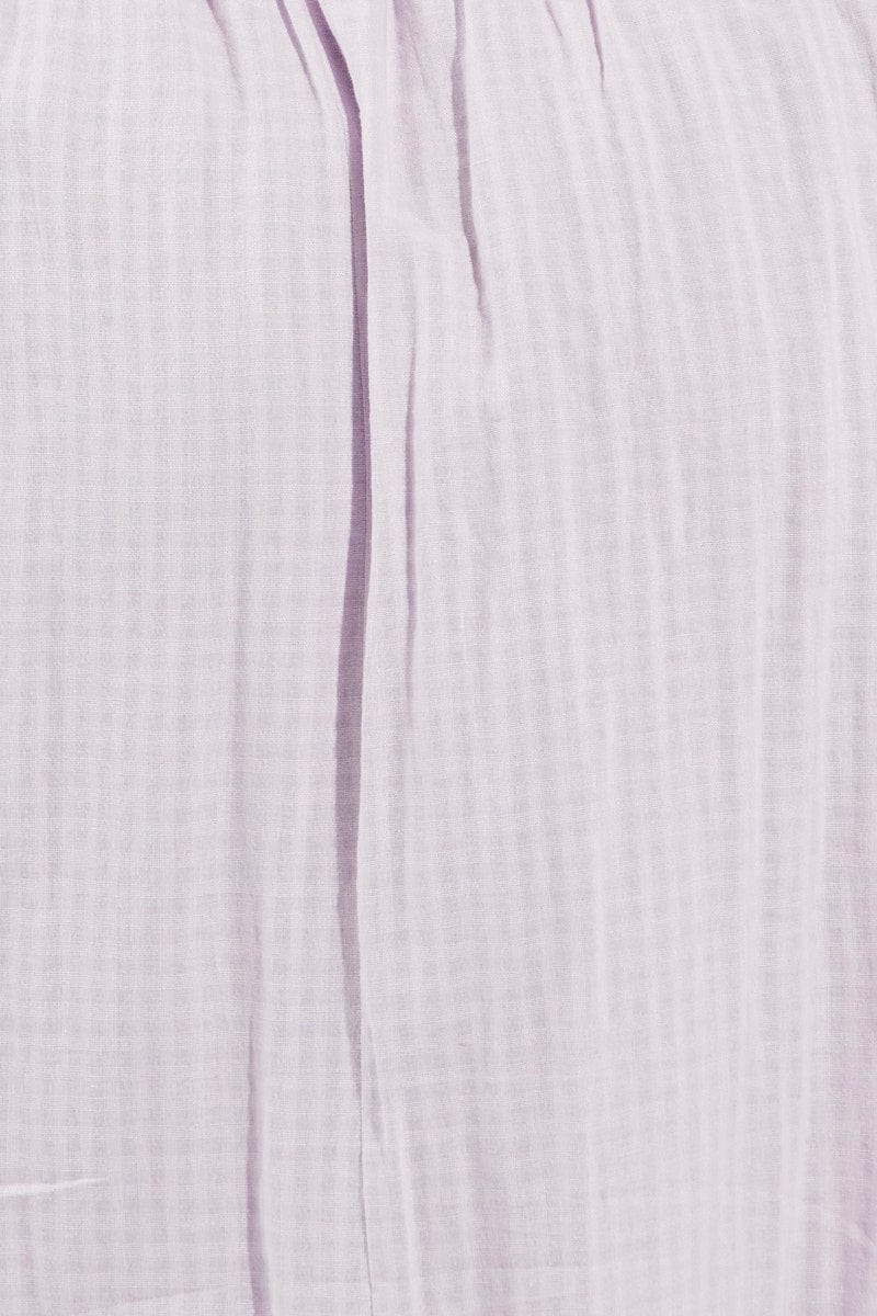 Purple Midi Dress Short Sleeve Shirred Self Check for YouandAll Fashion