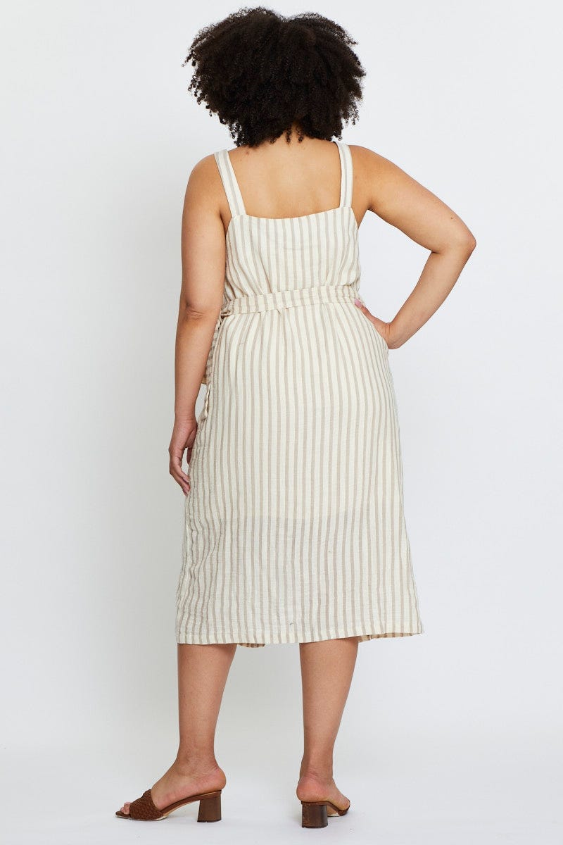 Stripe Midi Dress Square Neck Sleeveless For Women By You And All
