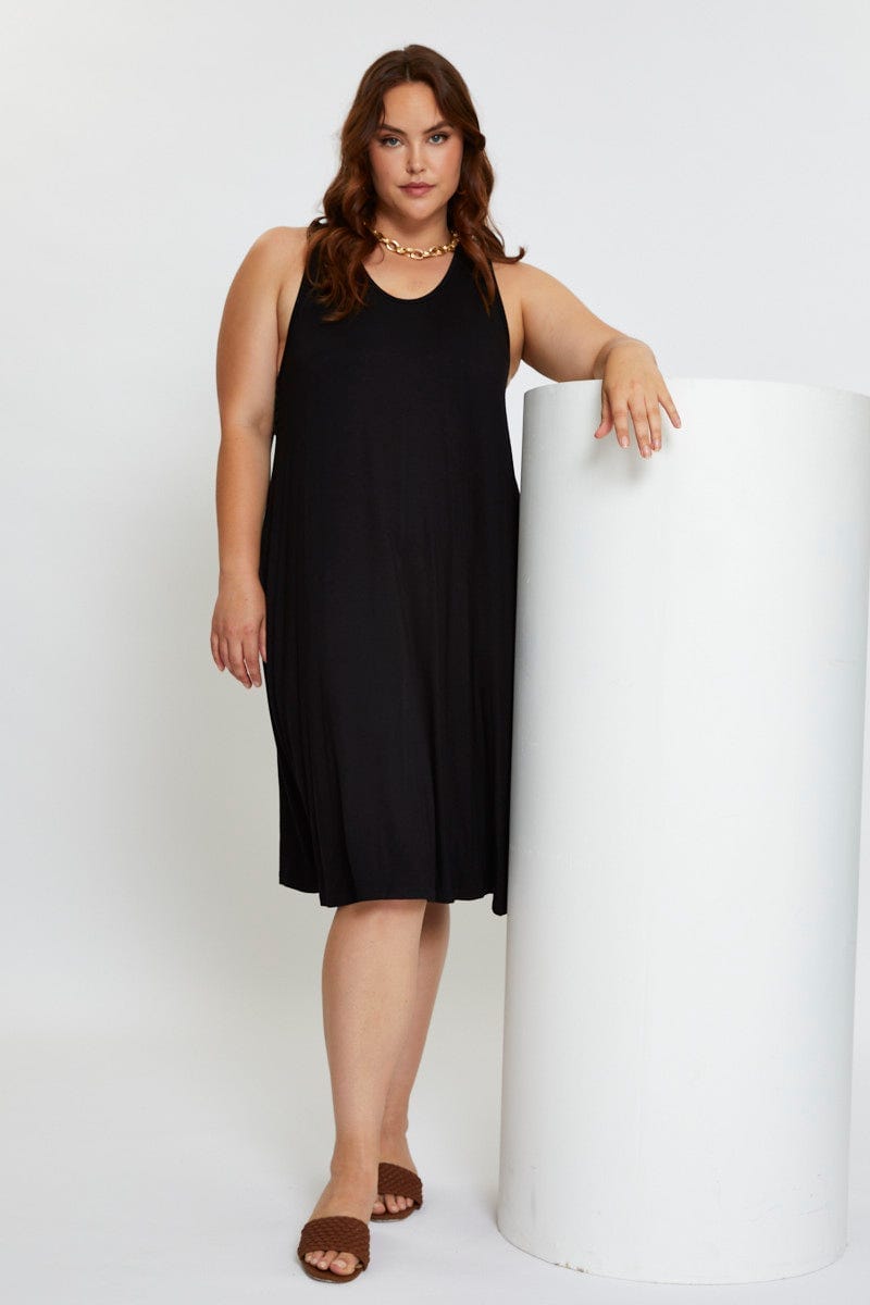 Plus Size Black Smock Dress V-Neck Sleeveless | You + All | Shop Online | You & All Plus Size Black Smock Dress V-Neck Sleeveless | You + All | Shop Online | You & All