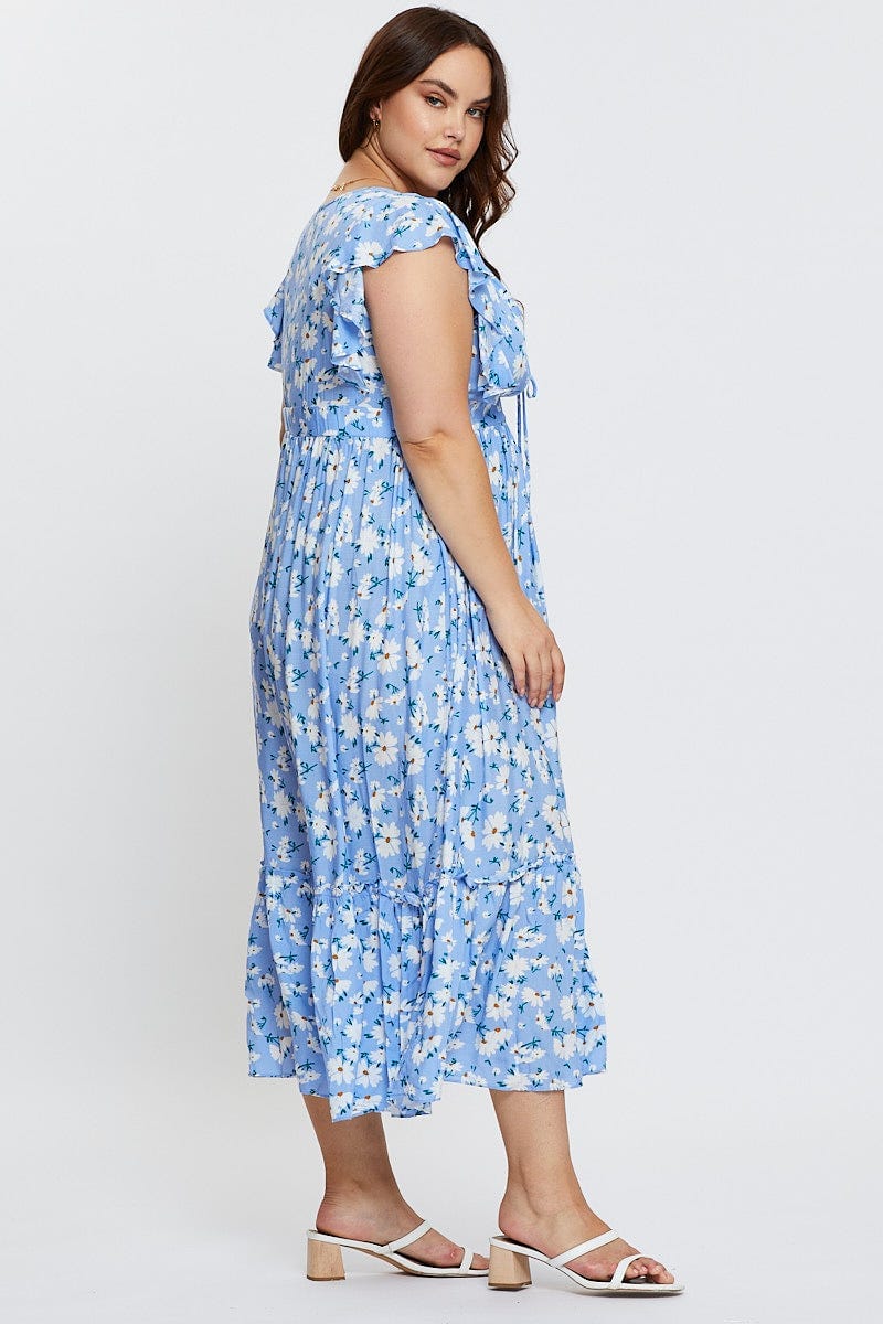 Floral Prt Maxi Dress V-Neck Short Sleeve For Women By You And All