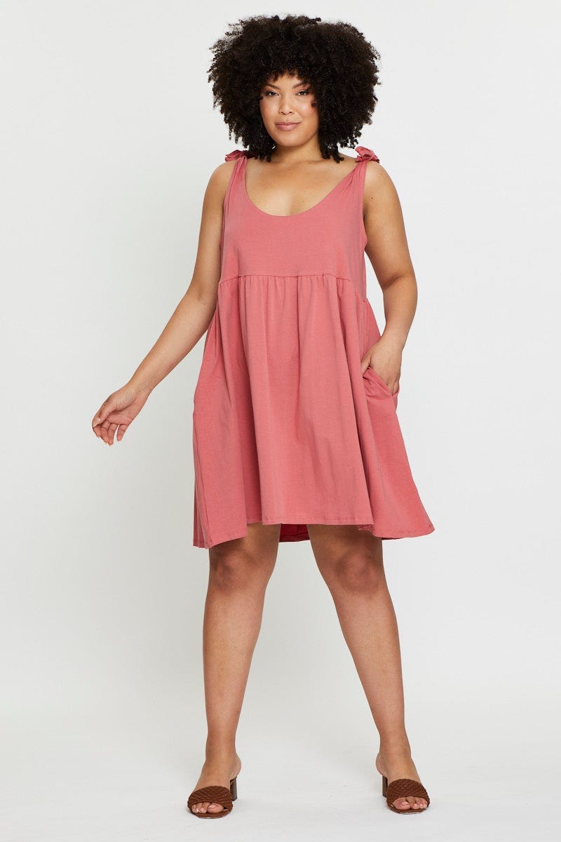 Pink smock dress store womens