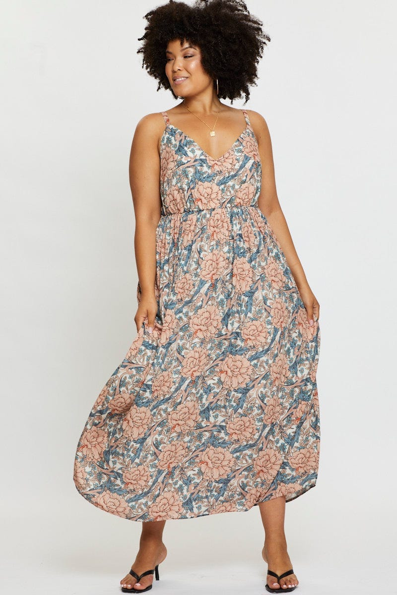 Floral Prt Maxi Dress V-Neck Sleeveless For Women By You And All
