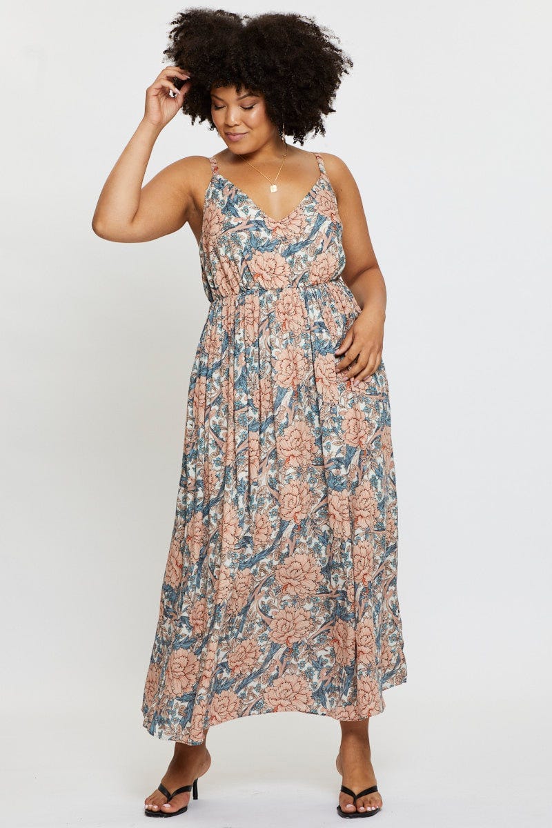 Floral Prt Maxi Dress V-Neck Sleeveless For Women By You And All