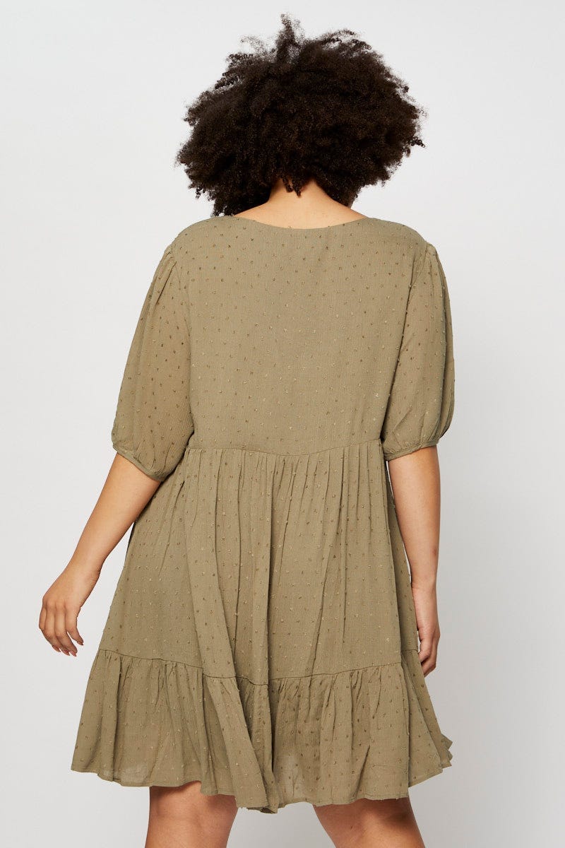 Plus Size Green Skater Dress Round Neck Short Sleeve Tie Front | You + All | Shop Online | You & All Plus Size Green Skater Dress Round Neck Short Sleeve Tie Front | You + All | Shop Online | You & All