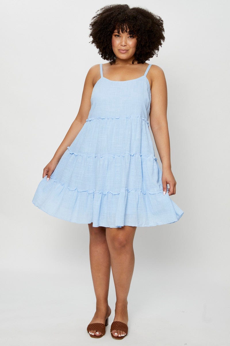 Bluebell Skater Dress V-Neck Sleeveless Ruffle Hem For Women By You And All