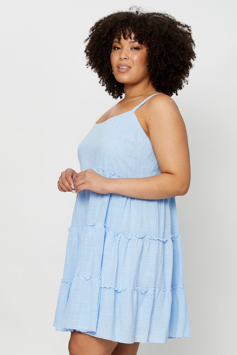 Bluebell Skater Dress V-Neck Sleeveless Ruffle Hem For Women By You And All