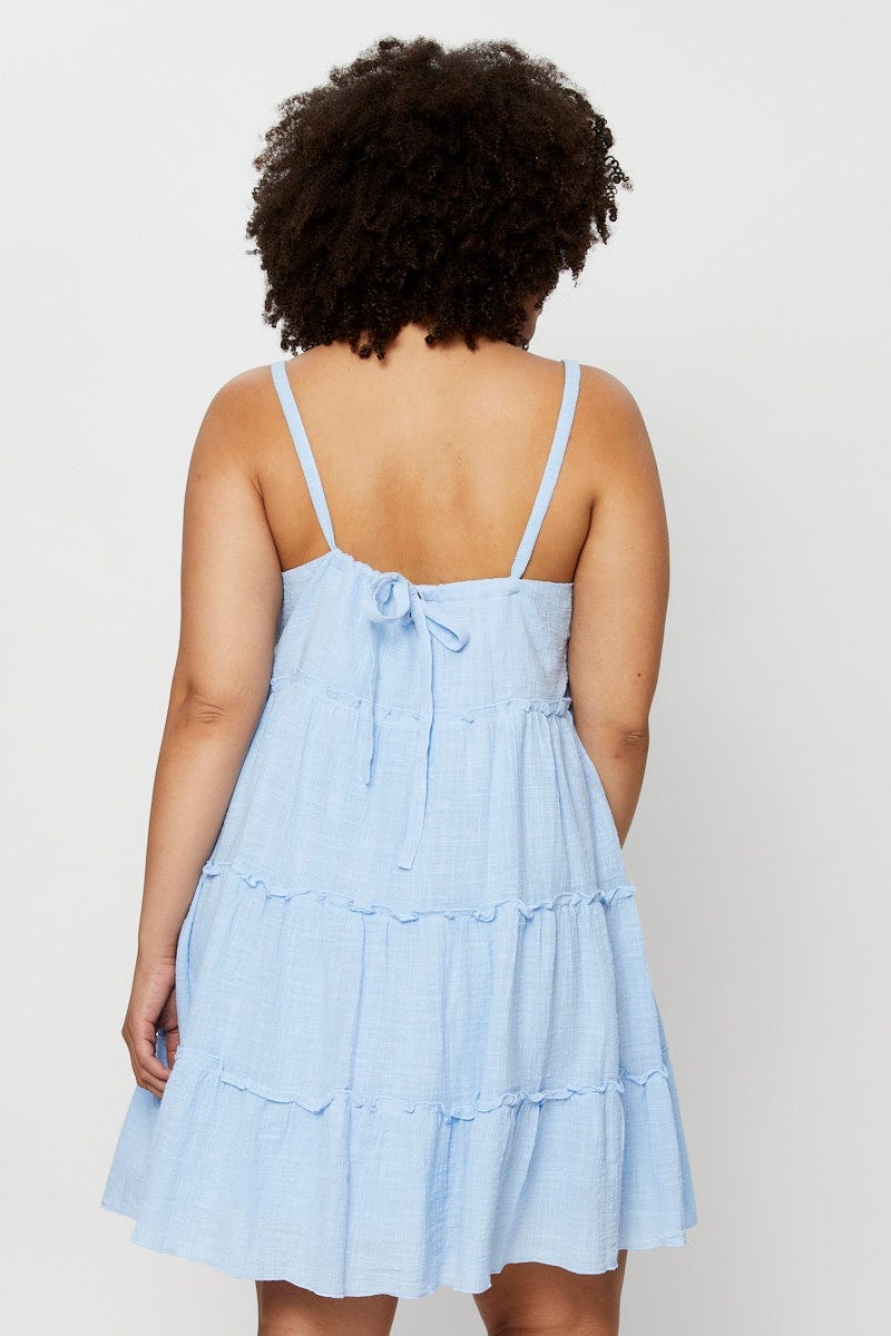 Bluebell Skater Dress V-Neck Sleeveless Ruffle Hem For Women By You And All