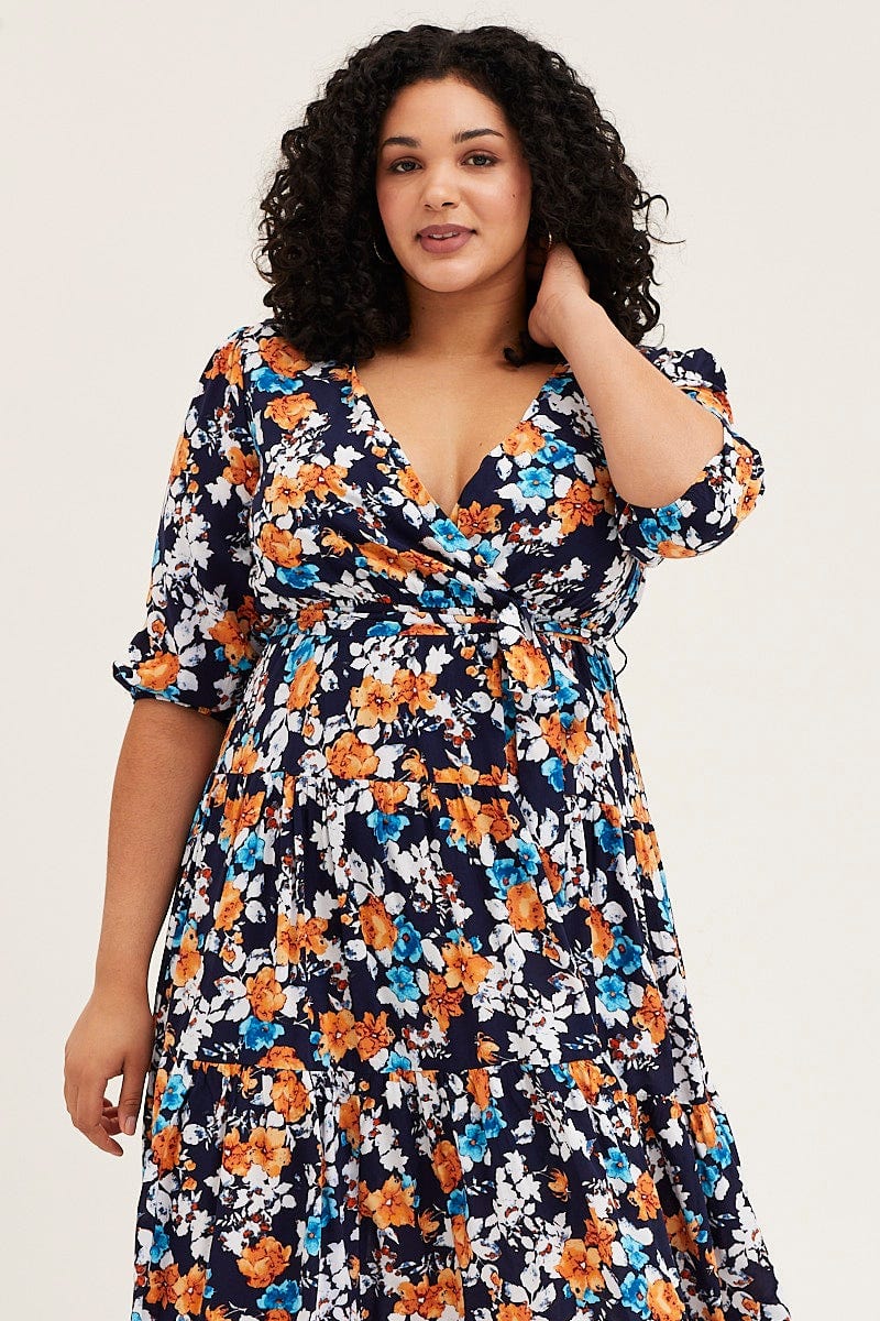 three quarter sleeve skater dress Black 3/4 sleeve round neck Skater Dress