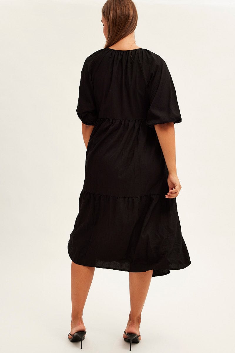 Black Maxi Dress Wrap Short Sleeve for YouandAll Fashion