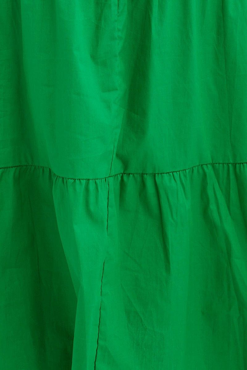 Green Strap Tiered Maxi Dress Smocked for YouandAll Fashion