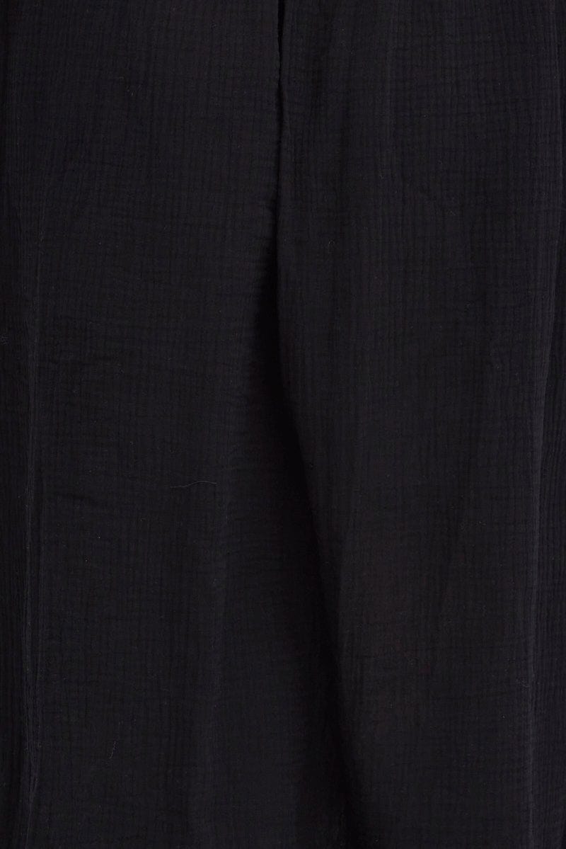 Black Midi Dress Crushed Cotton Puff Sleeve | You + All
