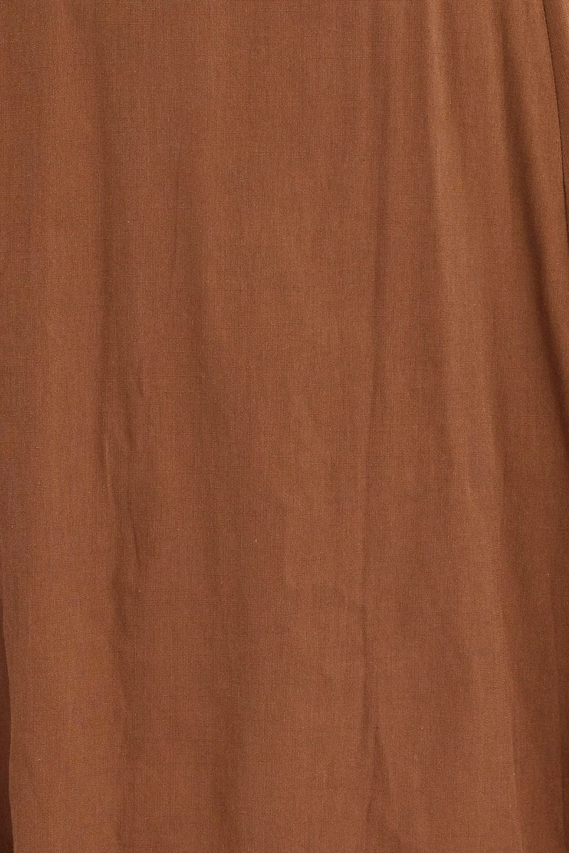 Brown Tie Front Button Midi Dress for YouandAll Fashion