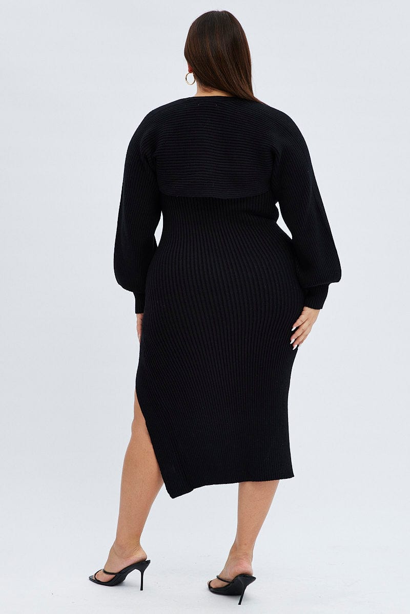 knit dress with shrug Ira Knitted Dress & Shrug Set Label Frenesi Fashion