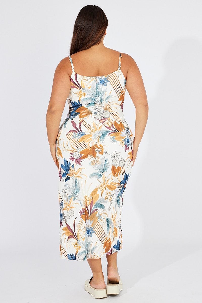 Multi Floral Bias Maxi Conversation Print Dress for YouandAll Fashion