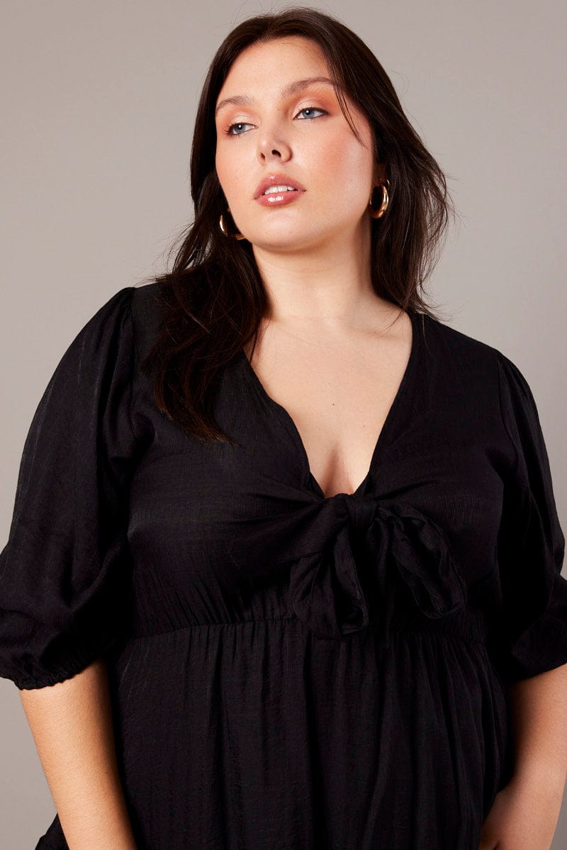 black 3 4 sleeve mini dress 3/4 Sleeve Tailored Terry Mini Dress