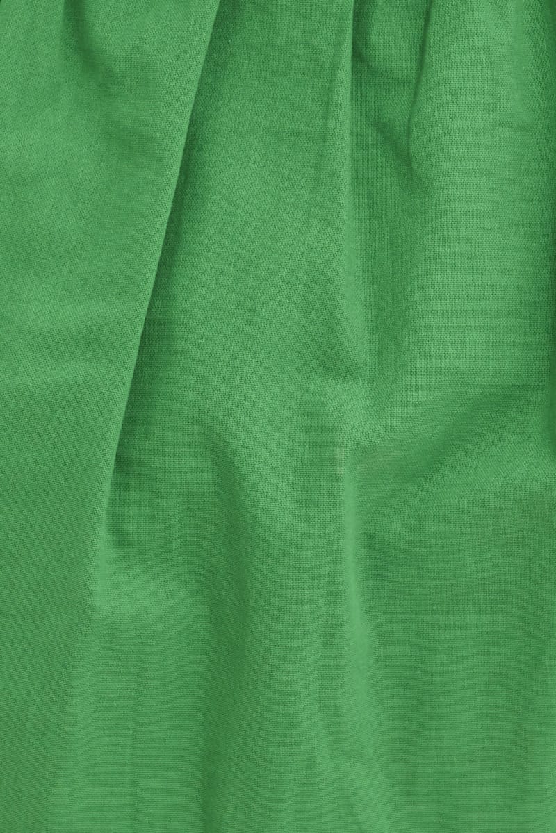 Green Mini Shirtdress Frill Layer Cotton Linen Blend for YouandAll Fashion