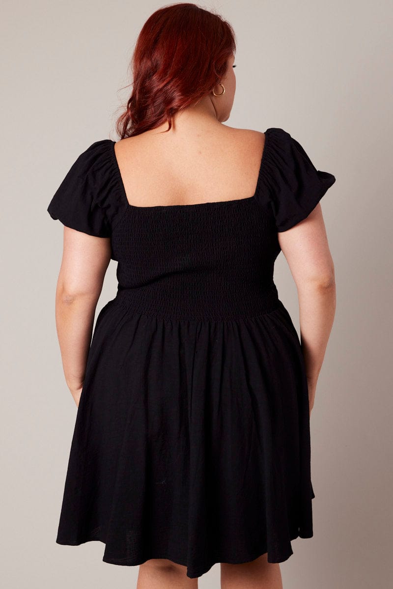 Black Corset Puff Sleeve Mini Dress for YouandAll Fashion