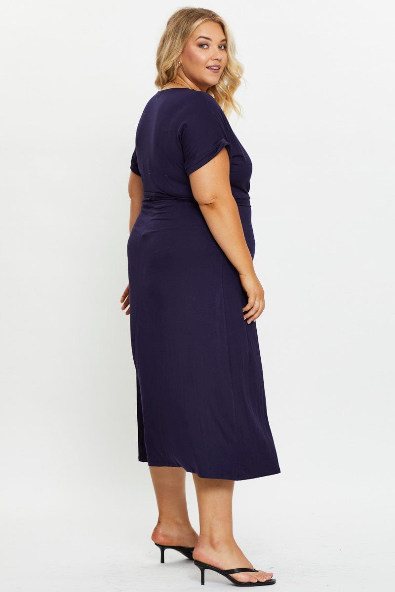 Navy Plus Wrap Maxi Dress For Women By You And All